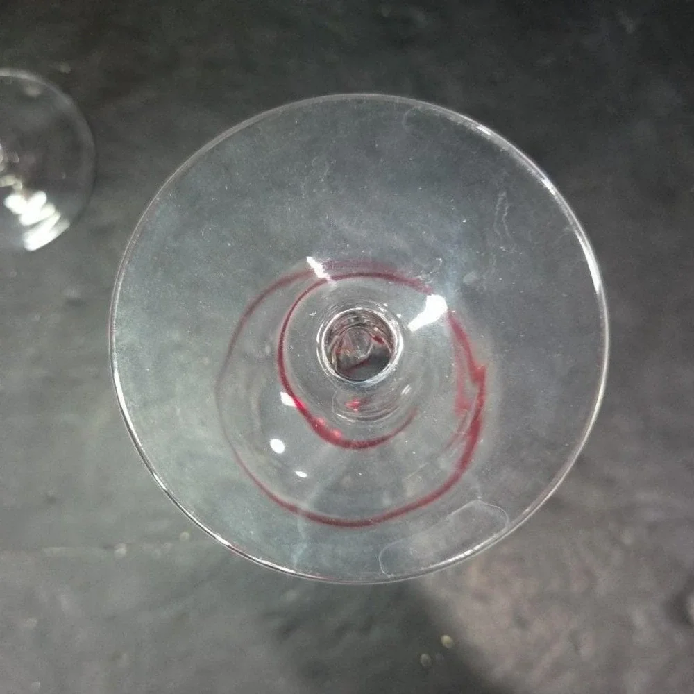Pier 1 Red Swirline Balloon Wine Glasses, Set Of 2, Vintage Stemware Replacement
